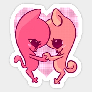 Kitty and puppy in love Sticker